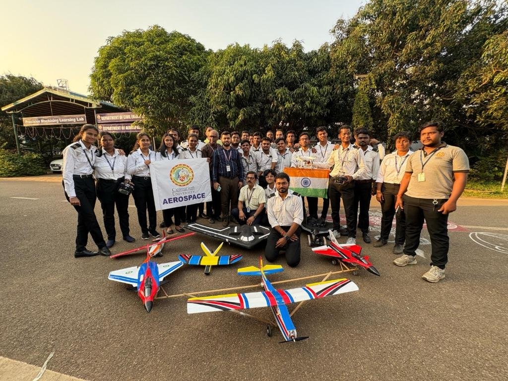Centurion University Aerospace students with model aircraft